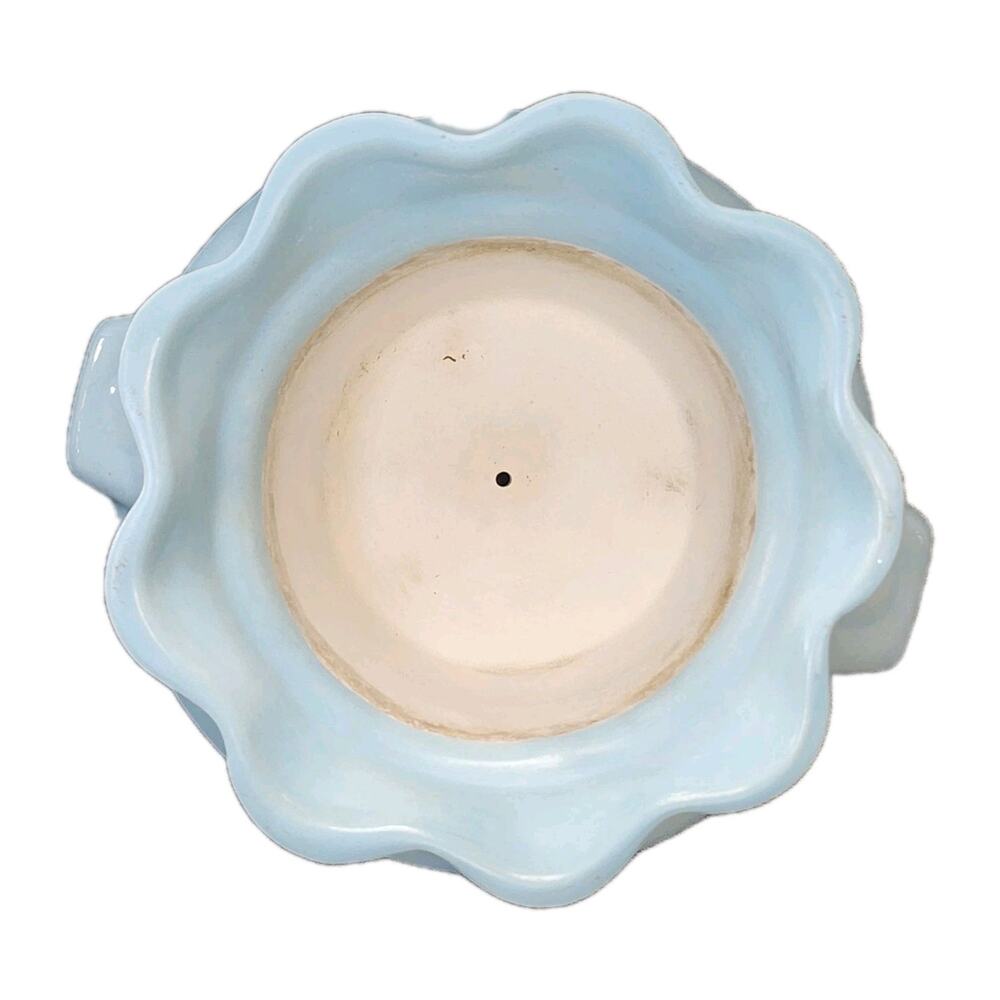 Vintage African Violet Self Watering Planter Blue Ceramic Hand Painted Flowers - Picture 5 of 9